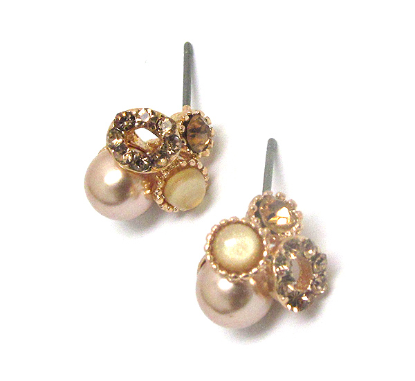 Crystal and pearl mix deco earring