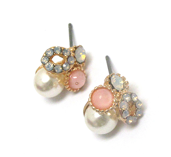 Crystal and pearl mix deco earring