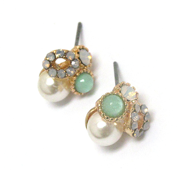 Crystal and pearl mix deco earring