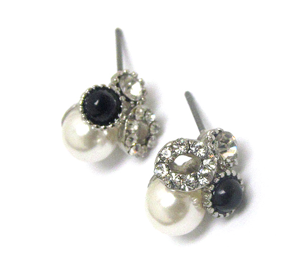 Crystal and pearl mix deco earring