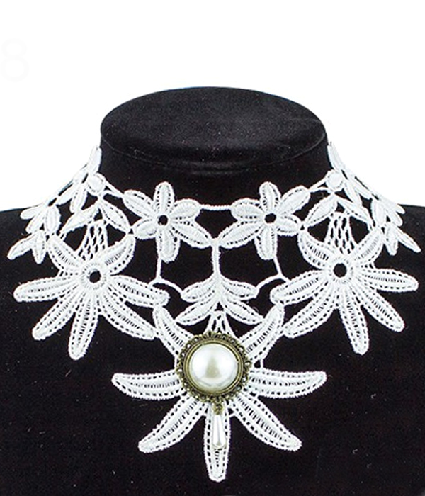 Handmade retro gothic steampunk lace flower chocker necklace