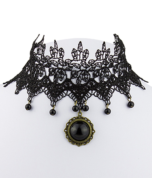 Handmade retro gothic steampunk lace chocker necklace