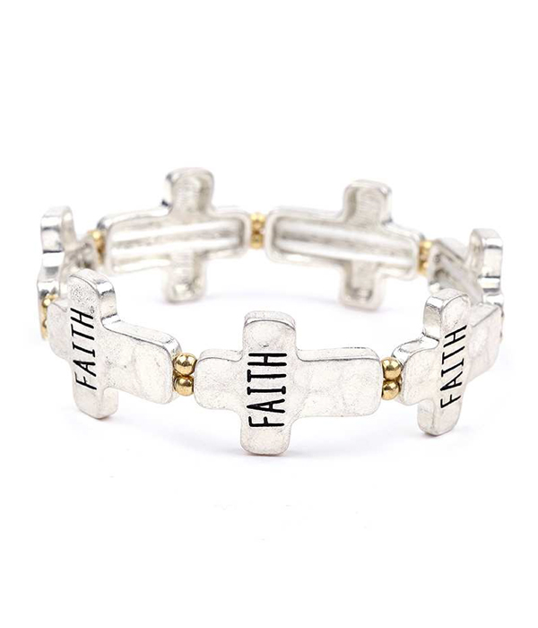 Multi cross stretch bracelet - faith