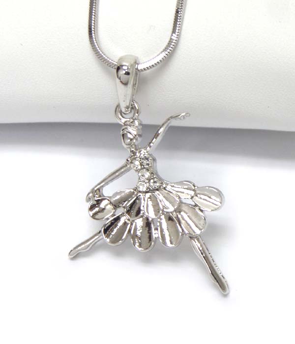 Made in korea whitegold plating crystal ballerina  pendant necklace