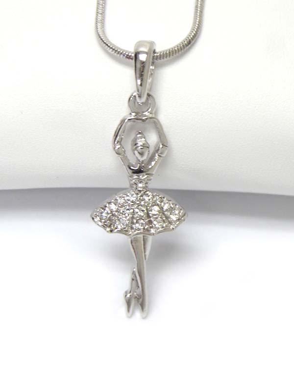 Made in korea whitegold plating crystal ballerina pendant necklace