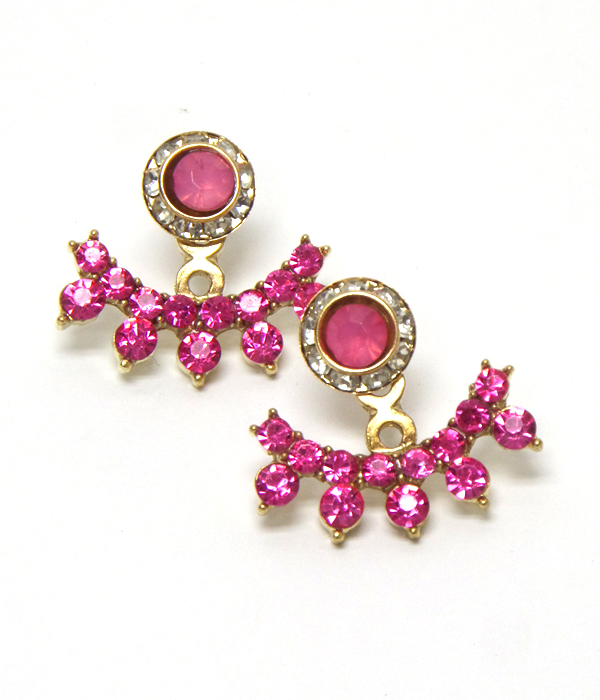 Crystal bar under ear jacket earring