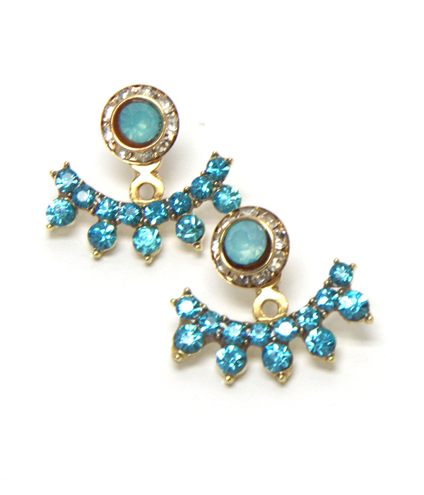 Crystal bar under ear jacket earring