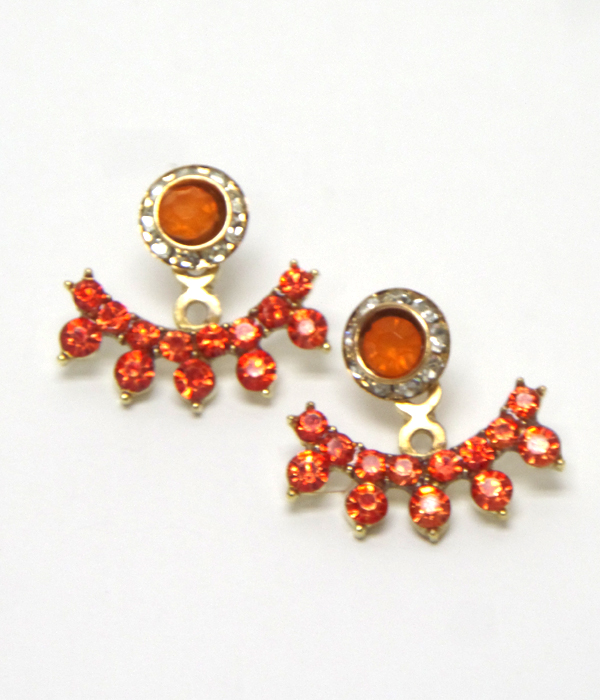 Crystal bar under ear jacket earring