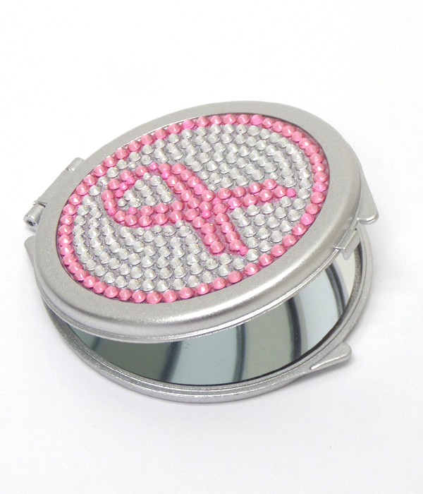 Breast cancer awareness pink ribbon pocket mirror