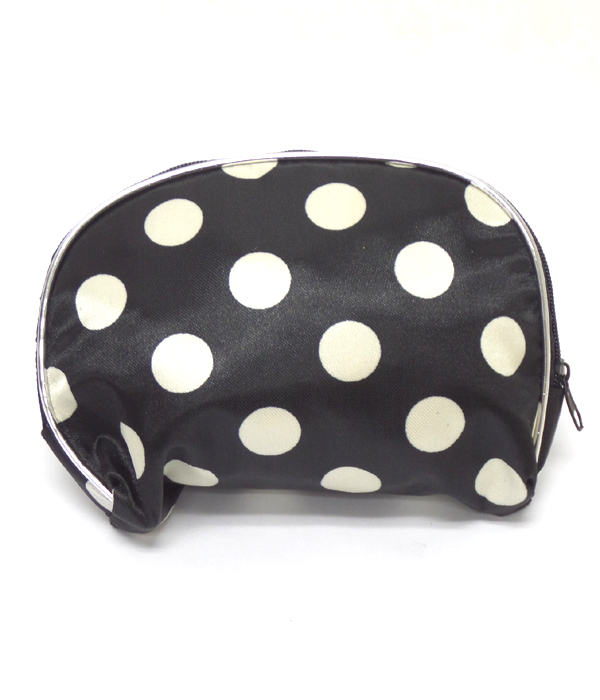 Polka dot print zipper top make up bag