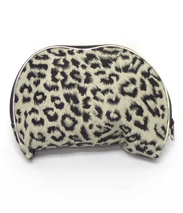 Animal print zipper top make up bag