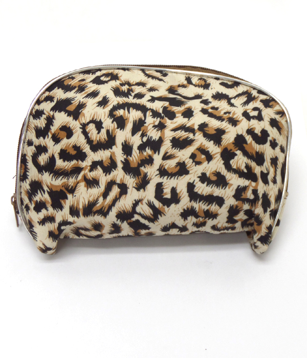 Animal print zipper top make up bag