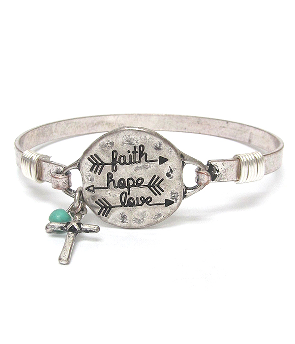 Southern country style faith hope love wire bangle bracelet