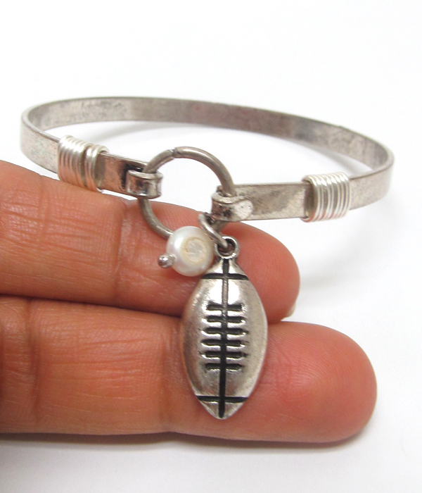 Football charm wire bangle bracelet