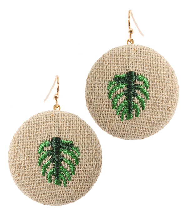 EMBROIDERY MONSTERA EARRING