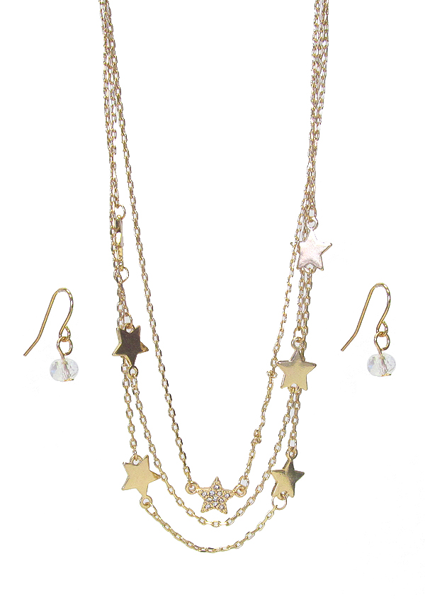 TRIPLE LAYER STAR NECKLACE SET