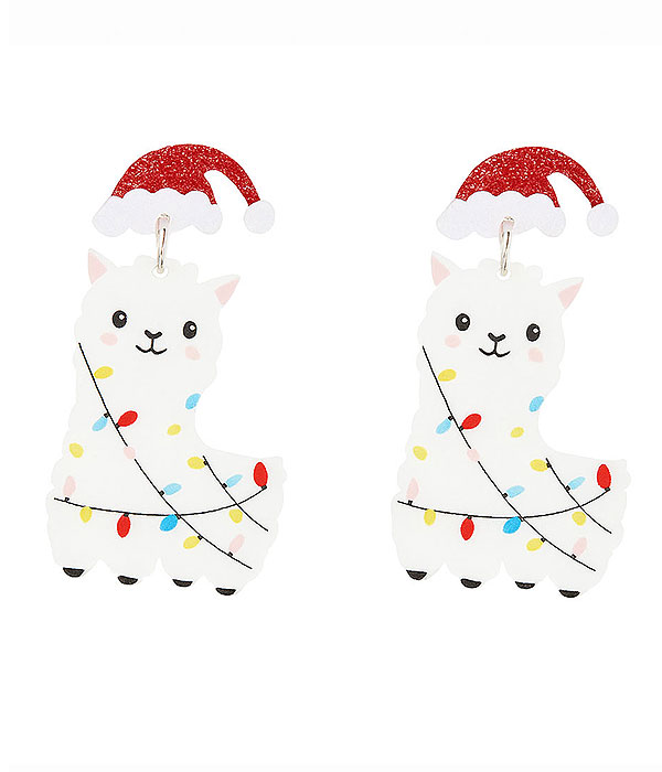Christmas theme acrylic earring - llama