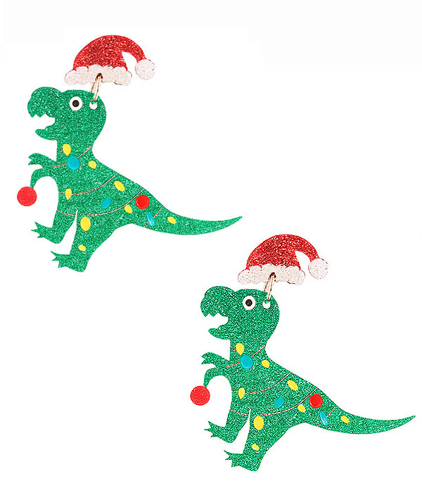 Christmas theme acrylic earring - dinosaur