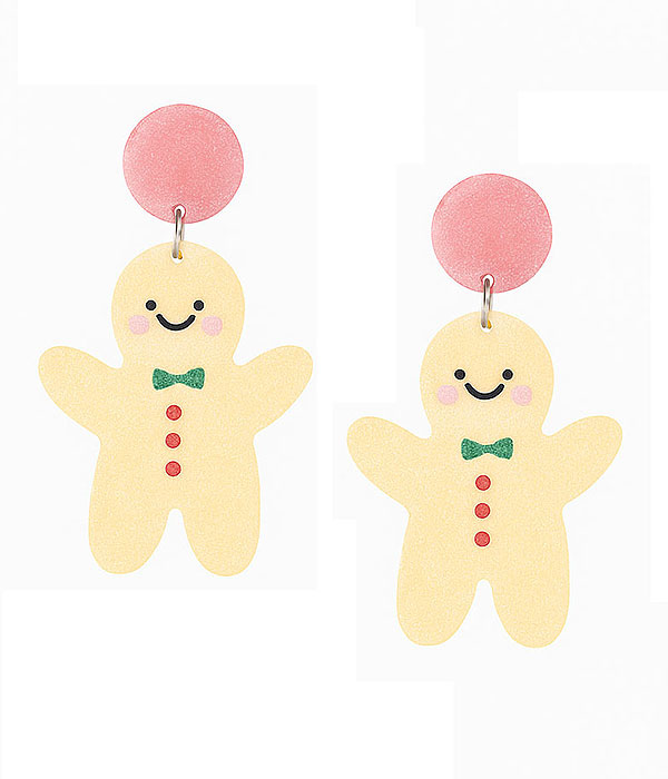 Christmas theme acrylic earring - ginger bread