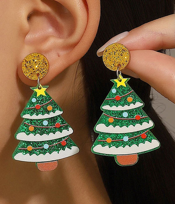 Christmas theme acrylic earring - tree