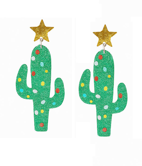 Christmas theme acrylic earring - cactus