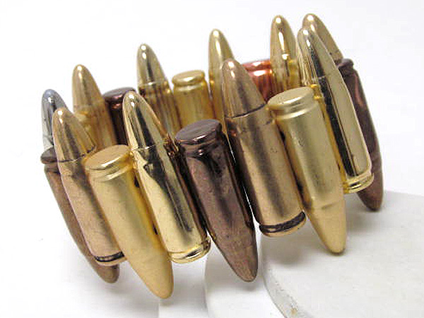 Multi metal pattern fashion bullet stretch bracelet