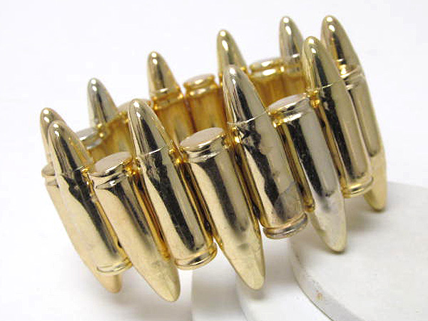 Multi metal pattern fashion bullet stretch bracelet