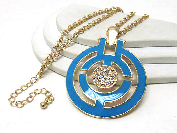 Crystal metal geometric epoxy fashion colorful long chain necklace