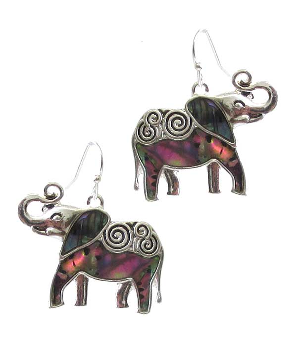 ABALONE SWIRL EARRING - ELEPHANT