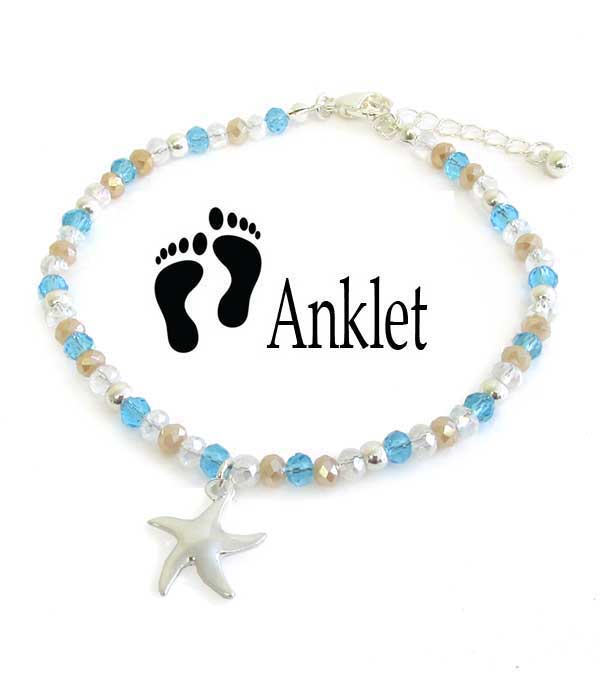 SEALIFE THEME MIXED BEADS ANKLET - STARFISH