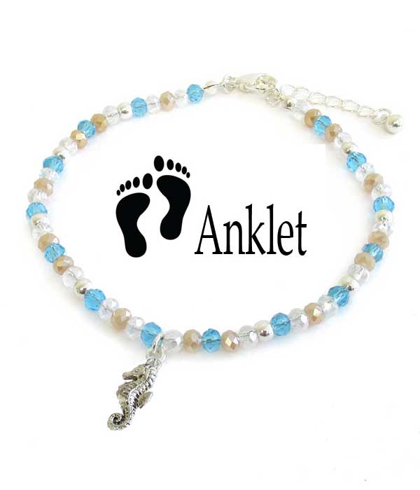 SEALIFE THEME MIXED BEADS ANKLET - SEA HORSE