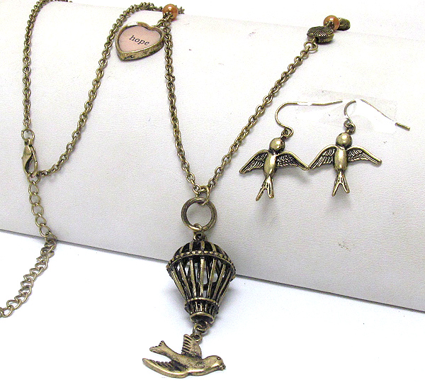 HOPE THEME DOVE NECKLACE EARRING SET