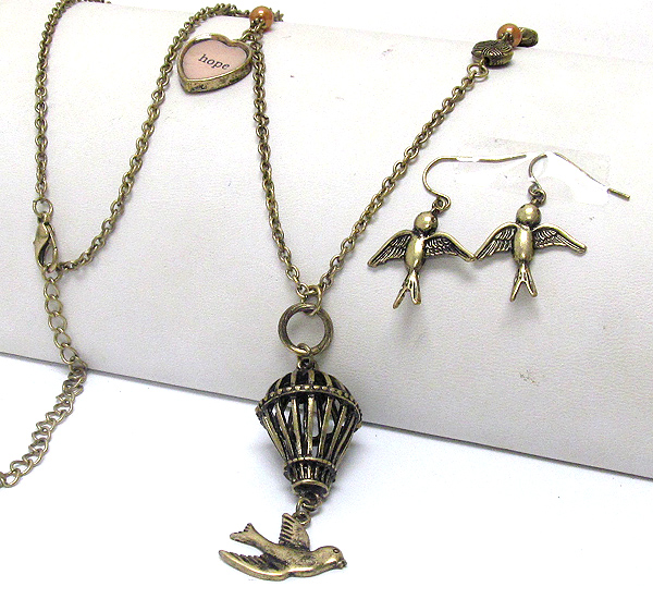 Hope theme dove necklace earring set