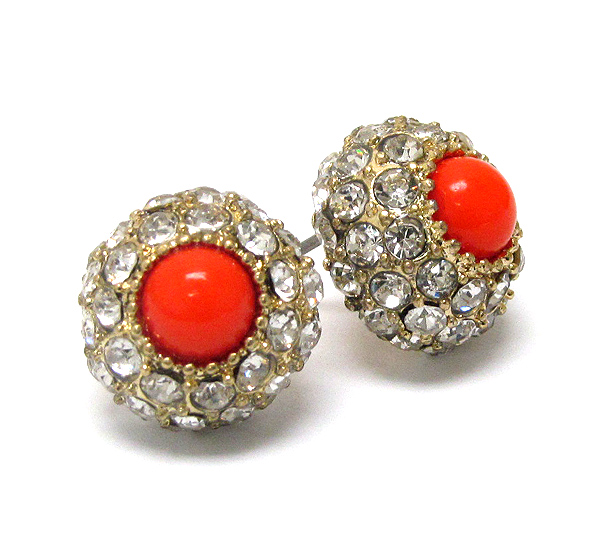 Multil crystal and round cut acrylic stone center earring