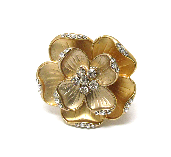 Crystal deco metal flower stretch ring