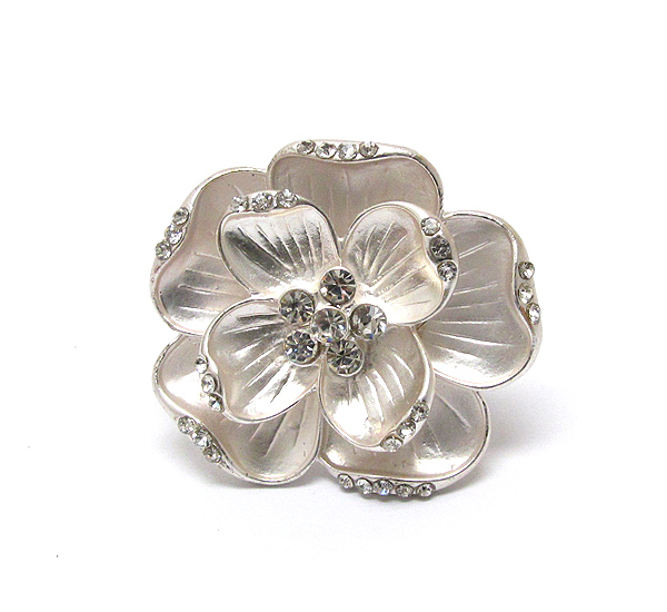 Crystal deco metal flower stretch ring