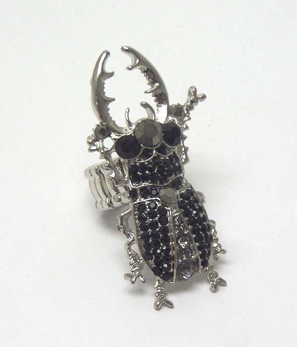 Crystal stud beetle stretch ring