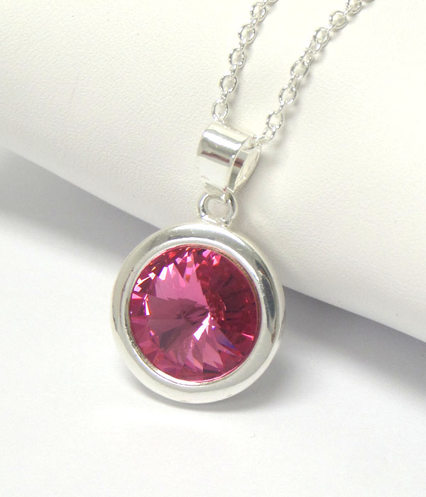 Facet swarovski stone pendant necklace - made in usa