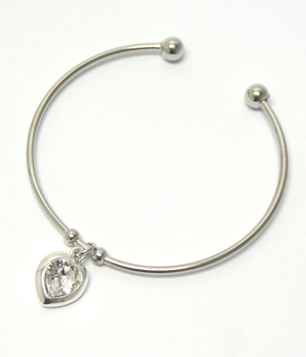 Genuine swarovski crystal  heart charm bangle bracelet - made in usa -valentine