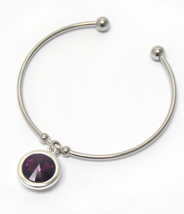 Genuine swarovski crystal  charm wire bangle bracelet - made in usa