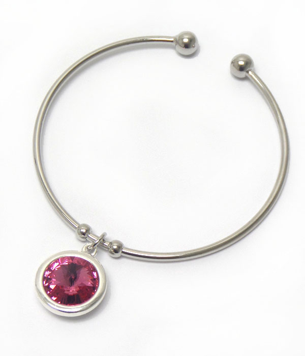 Genuine swarovski crystal  charm wire bangle bracelet - made in usa