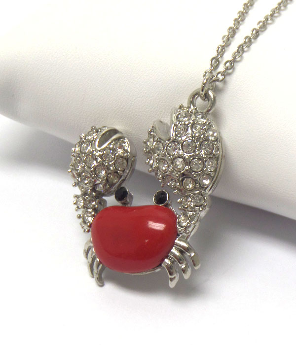 Crystal and epoxy crab necklace