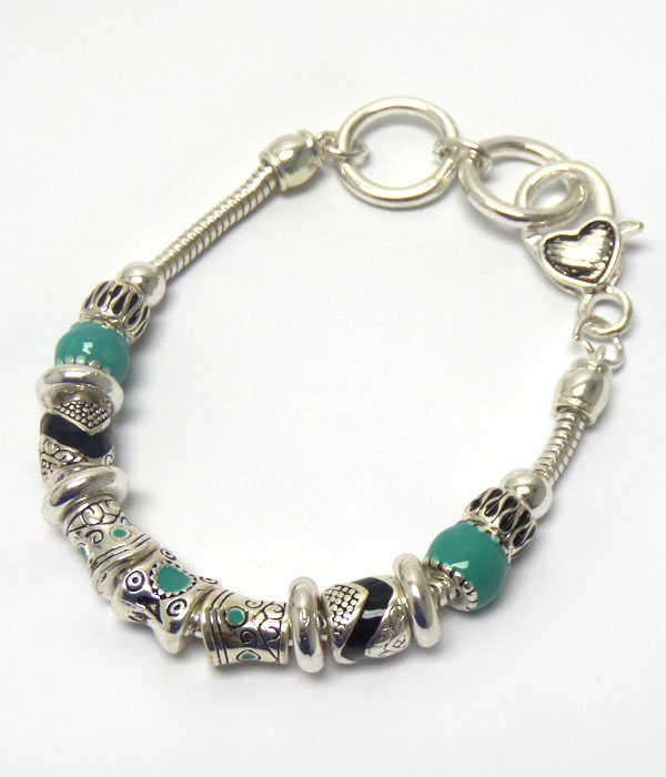 Pandora style metal filigree multi ring link bracelet