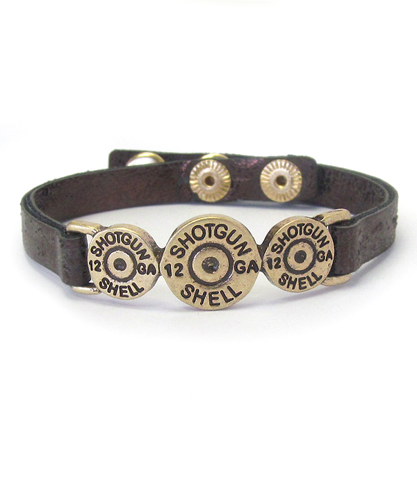 MULTI BULLET AND LEATHER BAND BRACELET