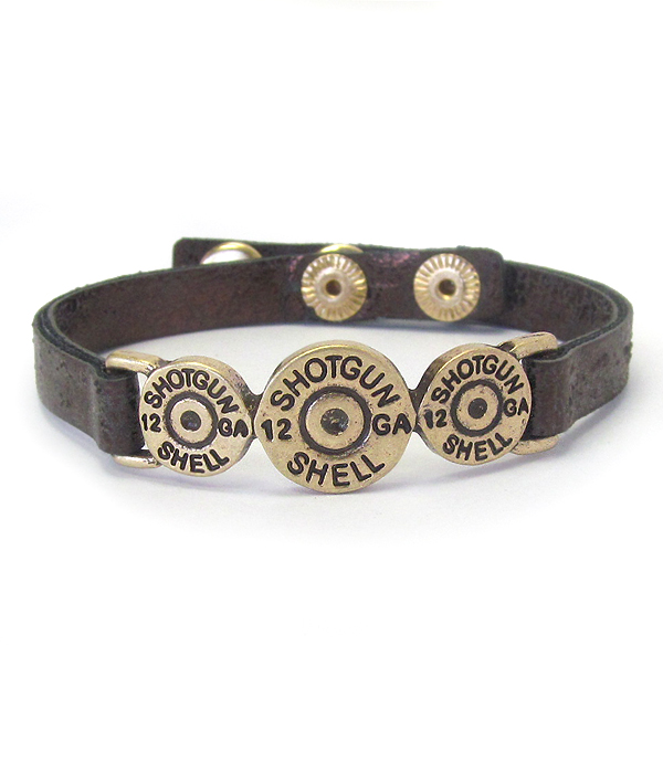 Multi bullet and leather band bracelet