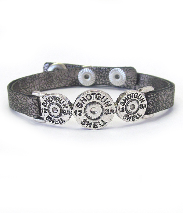 Multi bullet and leather band bracelet