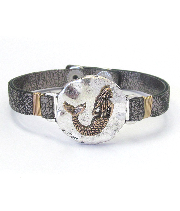 MERMAID AND LEATHER BAND BRACELET