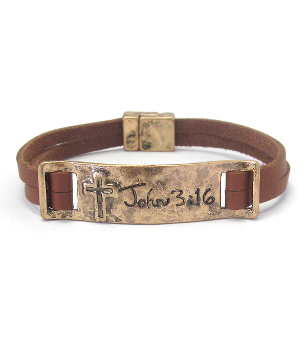 RELIGIOUS INSPIRATION LEATHER LEATHER BAND MAGNETIC BRACELET