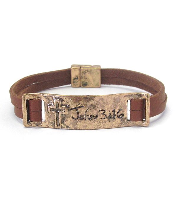 Religious inspiration leather leather band magnetic bracelet