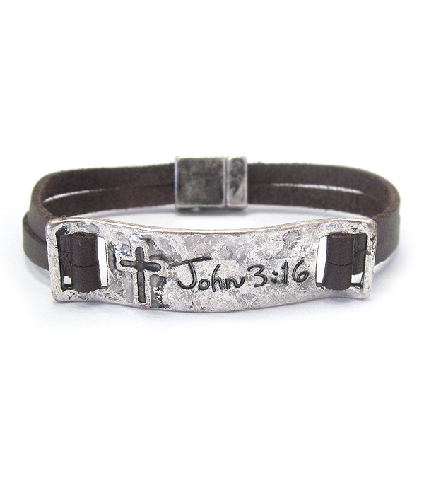 RELIGIOUS INSPIRATION LEATHER LEATHER BAND MAGNETIC BRACELET